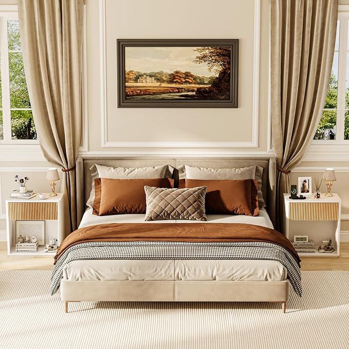 Modern Fluted Nightstand Set of 2