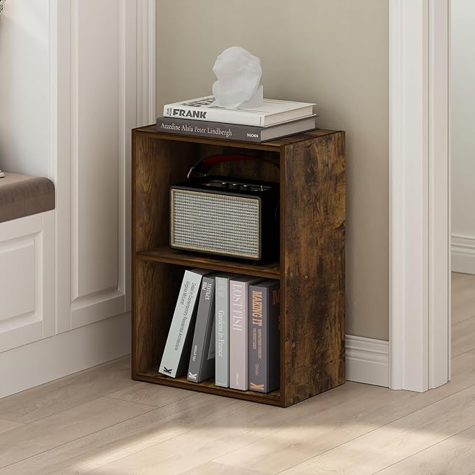 Furinno LUDER Book Shelf, 2-Tier Modern Bookshelf, Open Shelves Bookcase