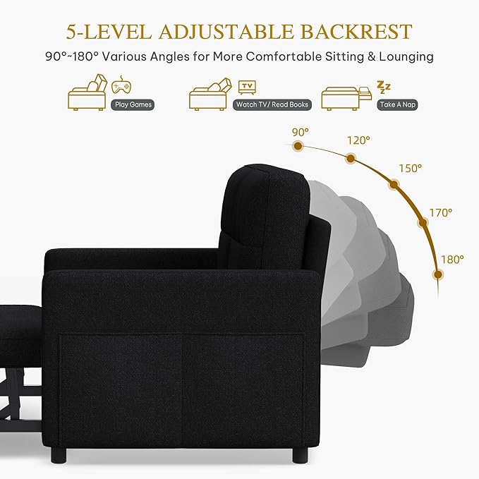 DWVO 55" Convertible Sofa Bed, 3-in-1 Sleeper Sofa
