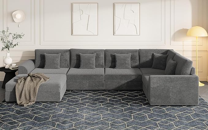 Modular Sectional Sofa, Oversized U Shaped Couch, Convertible Sleeper Sofa