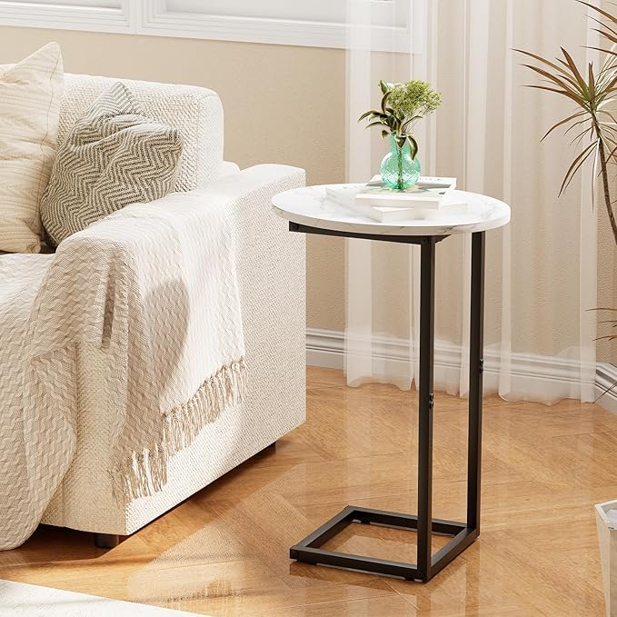 C Shaped End Side Table, Small Oval Couch Sofa Table
