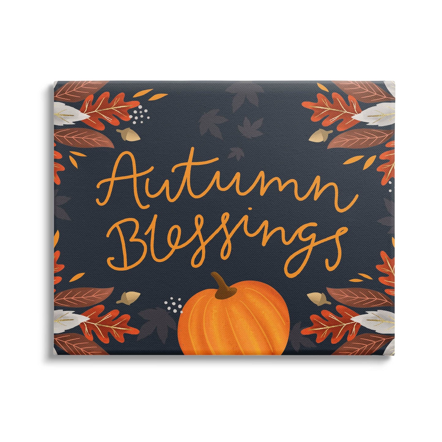 Stupell Industries Autumn Blessings Fall Leaves Pumpkin Canvas Wall Art, Design by Louise Allen Designs