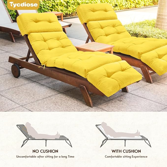 Waterproof Outdoor Chaise Lounge Chair Cushion 74.4 x 22 x 4.7 Inches Memory