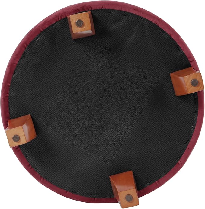 Homepop Home Decor | Upholstered Round Velvet Tufted Foot Rest Ottoman | Ottoman