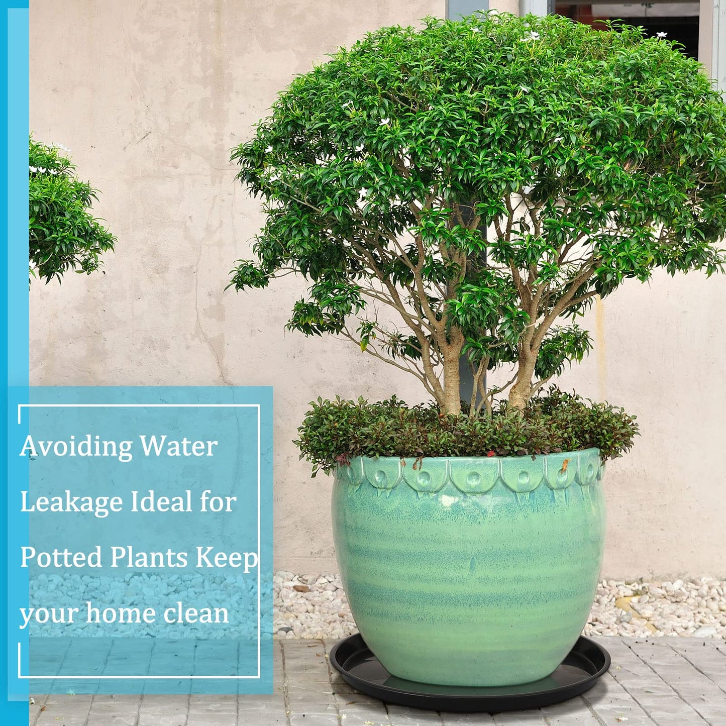 Eccliy 10 Packs 23 Inch Plastic Large Plant Saucers Heavy Duty Planter Trays Jumbo Flower Pot Saucers Plastic Water Trays for Indoors and Outdoors