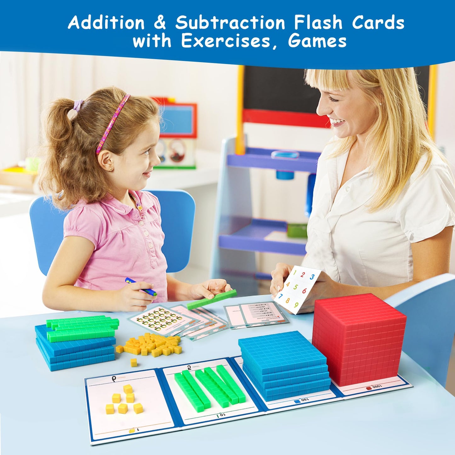 stochastic box Base Ten Blocks Plastic and Foam Base Ten Set Place Value Blocks for Early Counting Math Toy for 1st Grade