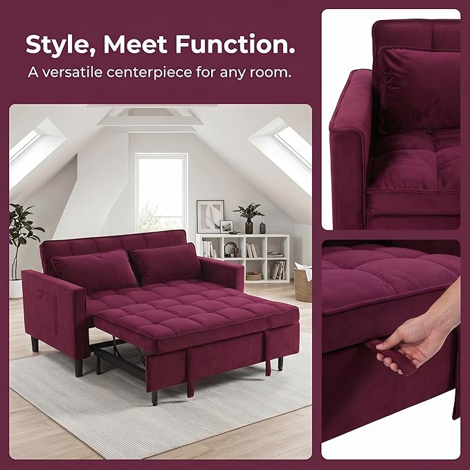 3 in 1 Convertible Sofa Bed, Loveseat Sleeper Sofa