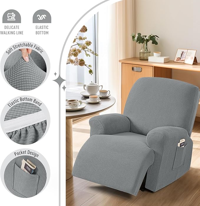 TAOCOCO Recliner Cover 4-Pieces, Recliner Stretch Sofa Slipcover, Recliner