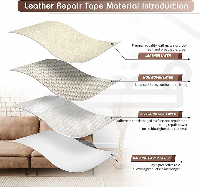 KING MOUNTAIN Leather Repair Patch, 4 x 63 Inches self Adhesive Leather Repair