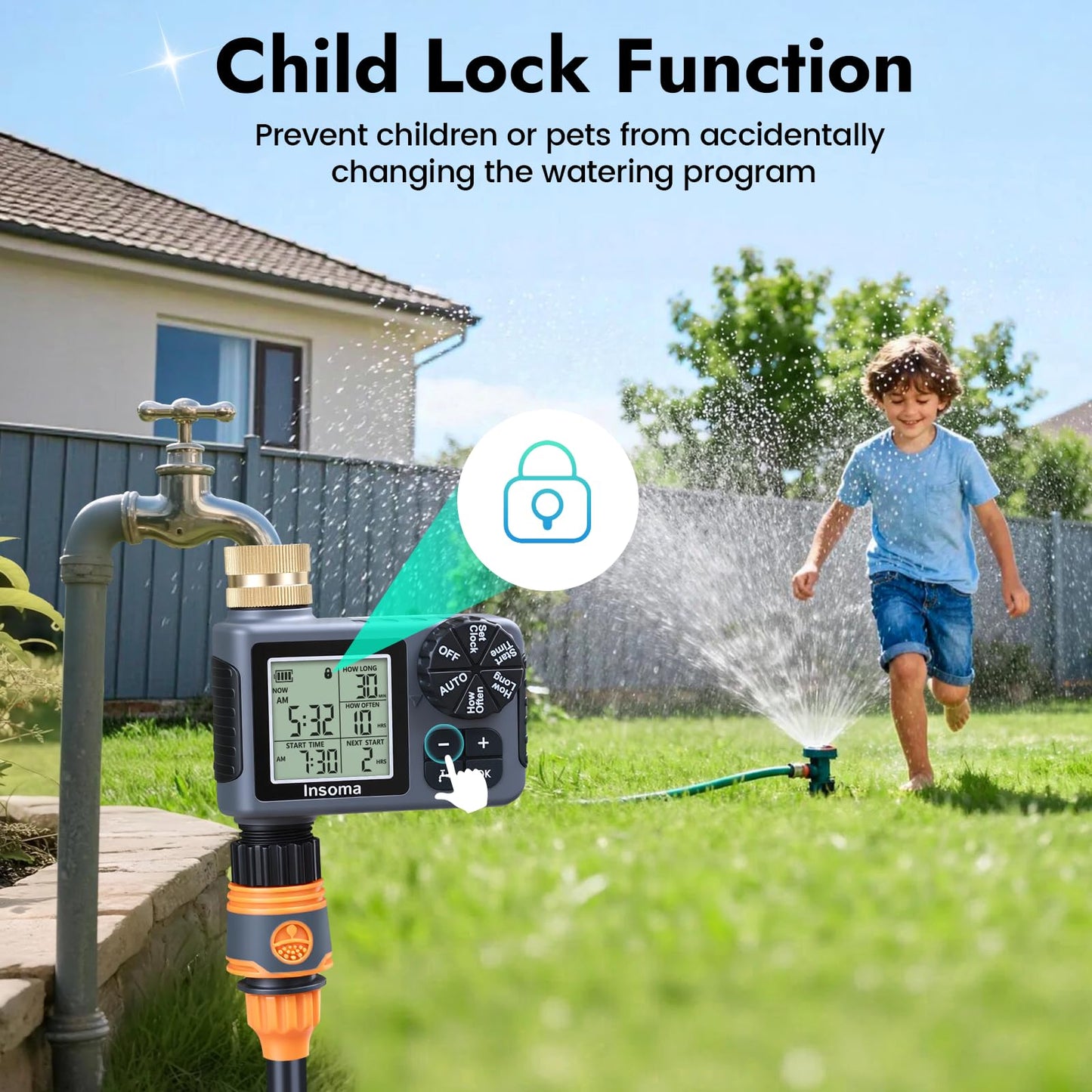 Sprinkler Timer with Brass Inlet & Outlet, Water Timer for Garden Hose with Auto/Manual/Rain Delay Mode, Easy Setup Hose Timers for Lawn, Garden, Vacation Watering,1 Outlet