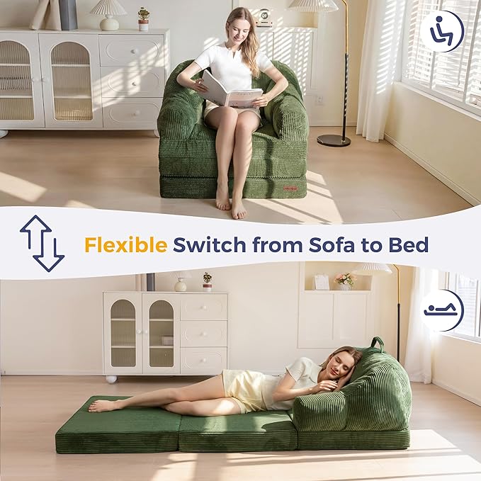 MAXYOYO Folding Sofa Bed with Backrest, Boneless Fold Out Couch Bed with Handle