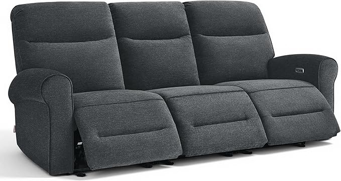 MCombo 87.8" Wall Hugger Power Reclining Sofa, 3-Seat Triple Recliner Couch