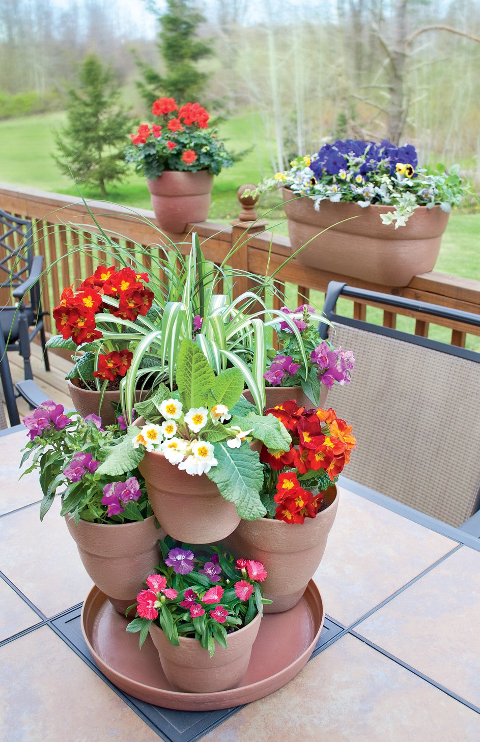 Bloomers Stackable Flower Tower Planter – Holds up to 9 Plants – Great Both Indoors and Outdoors – Slate