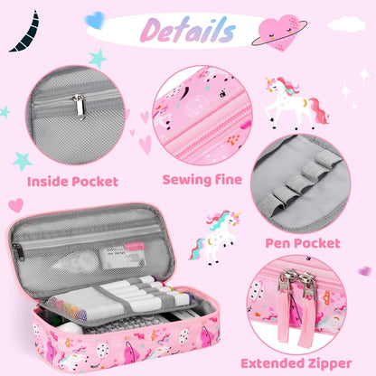 Choco Mocha Unicorn Pencil Case for Girls, Soft Pencil Case Kids Pencils Pouch for Kindergarten Girls, Pink