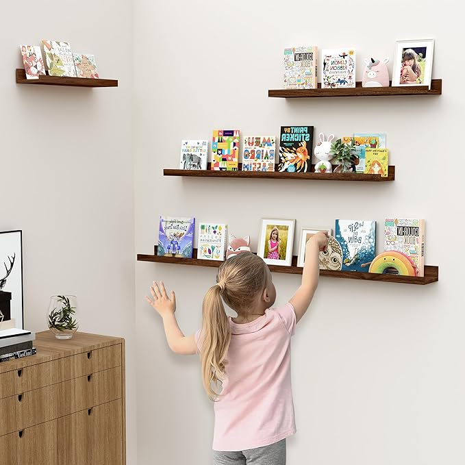 Floating Shelves for Wall, 24 inch Wood Floating Shelves Set of 2, Picture