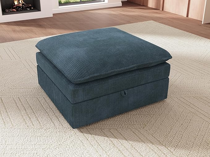 HONBAY Corduroy Ottoman, 31.5 Inch Square Ottoman Bench