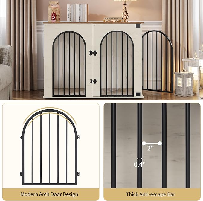 Hzuaneri 44.1" Wooden Dog Crate Furniture, Indoor Dog Kennel Dogs Cage