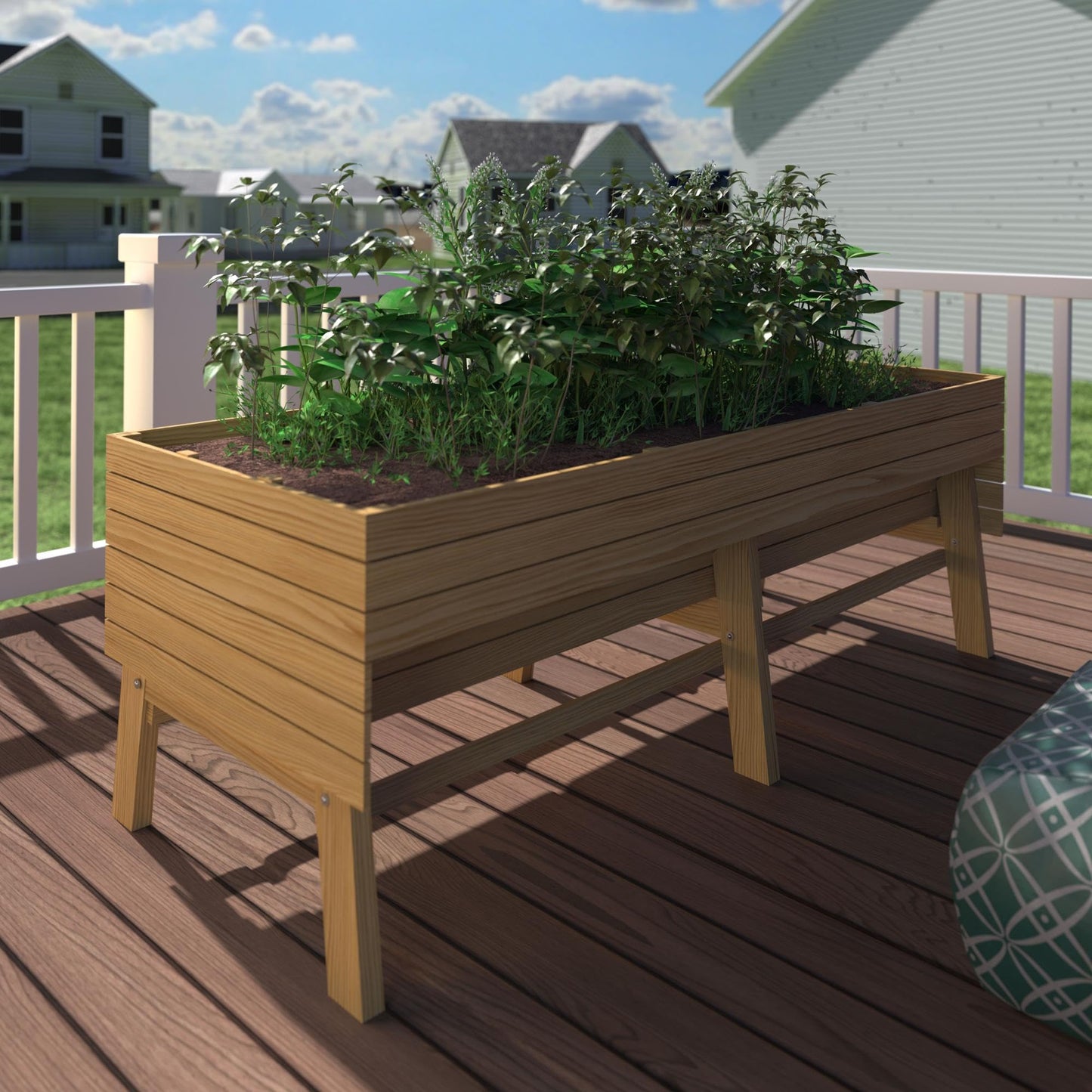 Yardenaler 6 x 3 x 2FT Raised Garden Bed with Legs, Large Outdoor Elevated Wood Planted Box with Liner for Vegetable Flower, Backyard and Patio, Natural