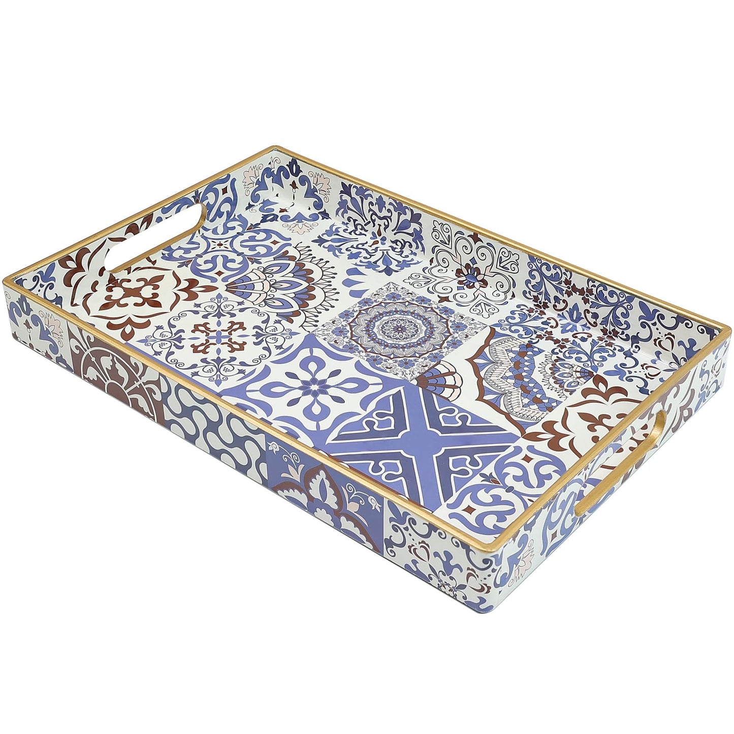 Spsyrine Bathroom Vanity Tray with Handles for Dresser Tops, Countertop, Perfume Decorative Tray, 11.8” * 7.87” *1.37” C1