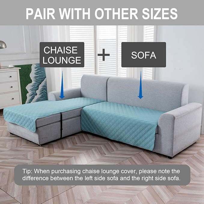 Genina L Shape Couch Cover, Sectional Couch Chaise Covers, Waterproof Washable