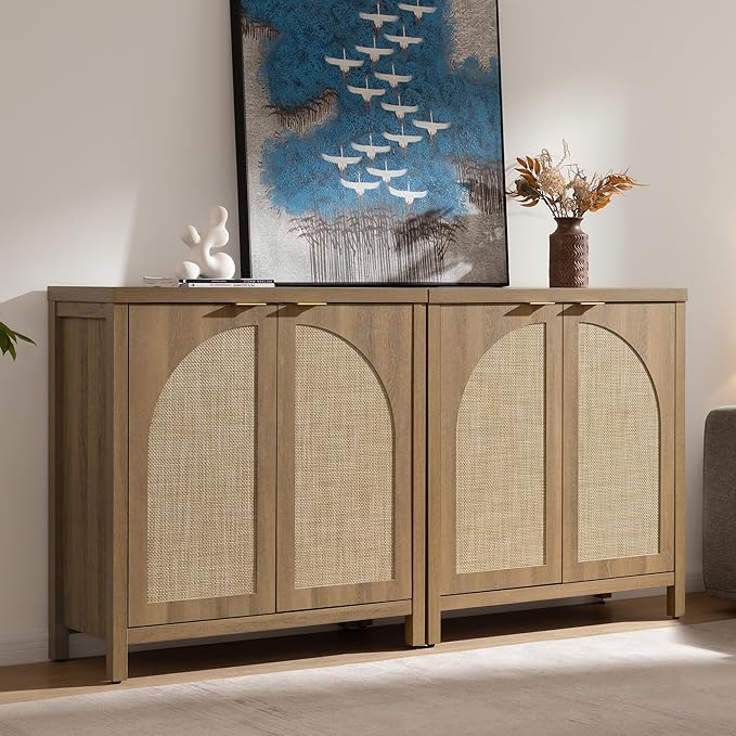 SICOTAS 68" W Rattan Sideboard Buffet Cabinet