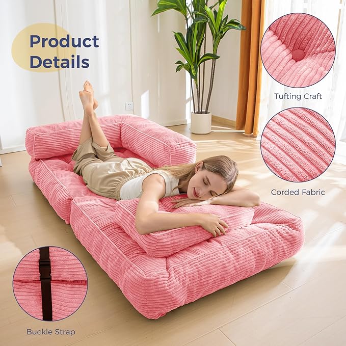 MAXYOYO Folding Sofa Bed, L-Shaped Convertible Sofa Bed