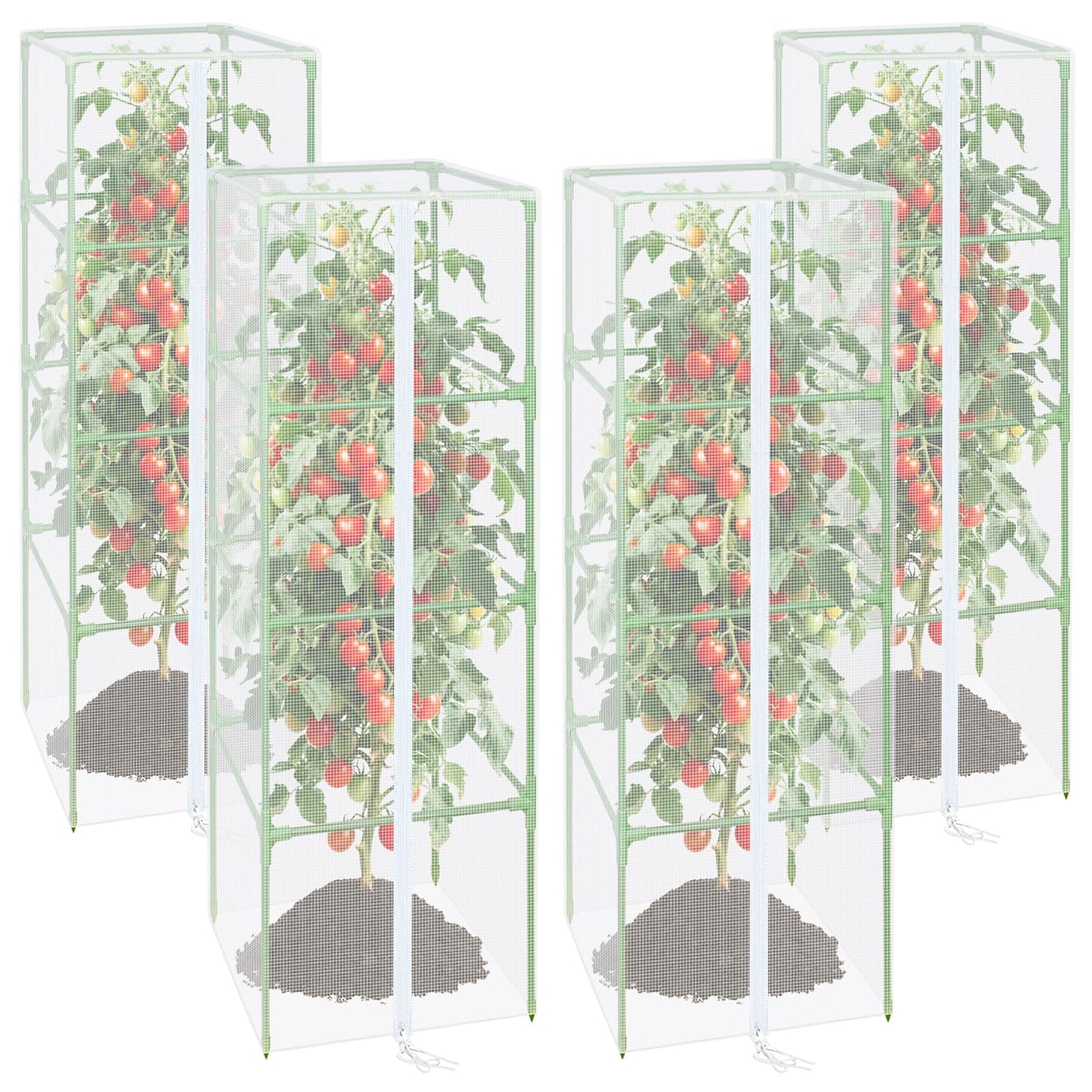 ZeeDix 57" x 16.1" Garden Bird Netting for Square Tomato Cage, 4 Pack Garden Mesh Barrier, Plant Covers Protect Tomatoes, Vegetables, Blueberry Bush from Birds & Pests