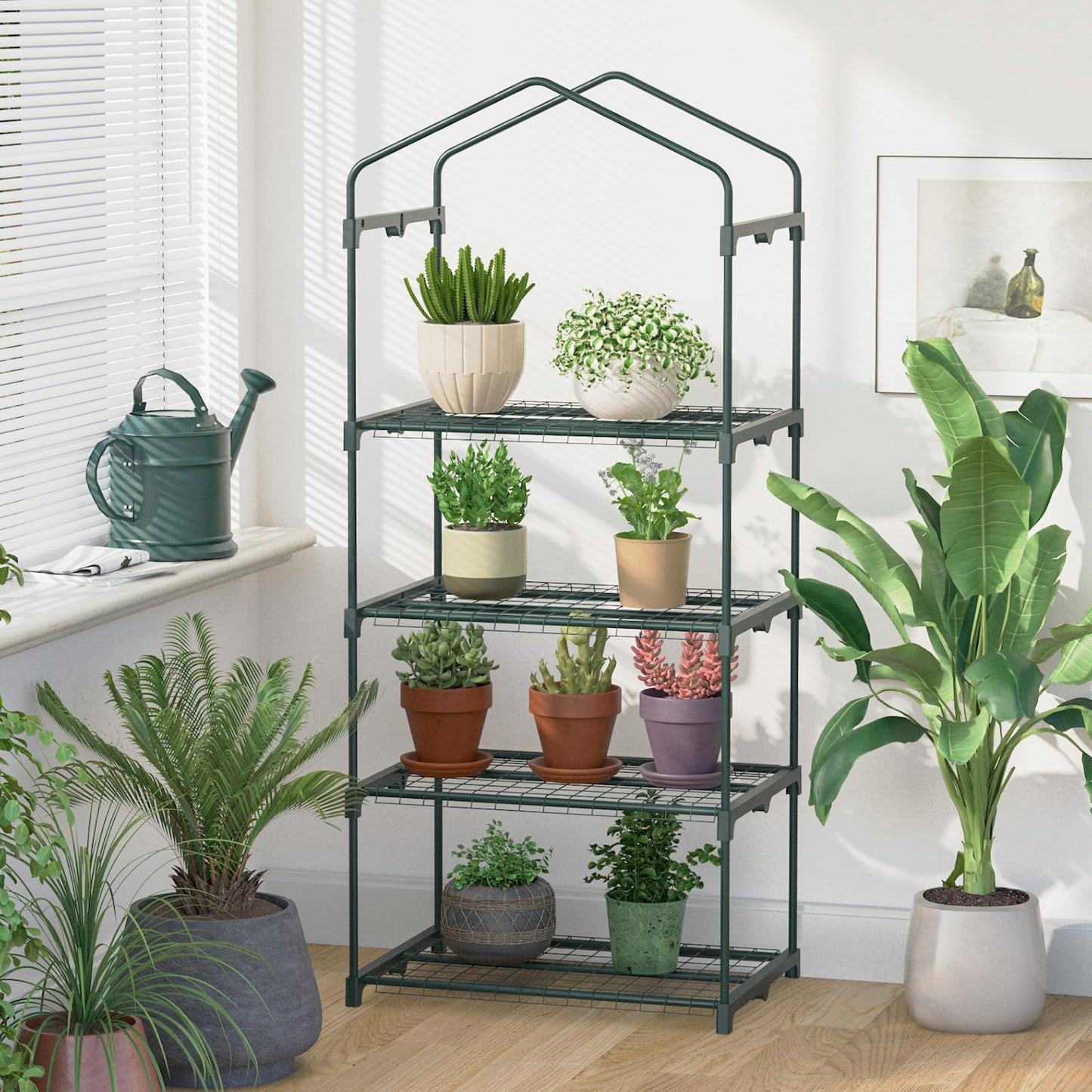 TianC beauty Greenhouse for Indoor Outdoor, Small Plastic Plant Green House 4-Tier Rack Stand Portable Greenhouses with Durable PE Cover for Seedling