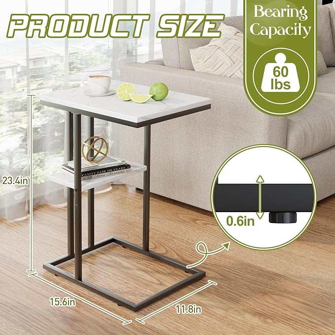 C Shaped End Side Table, Couch Sofa Table