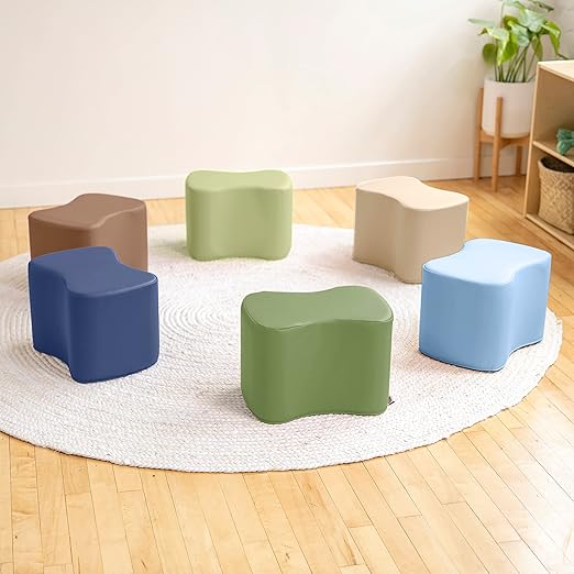 ECR4Kids SoftZone Toddler Modular Stool Seating Set, Classroom Furniture