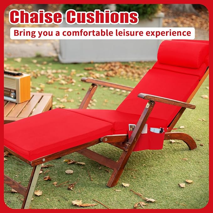 Wenqik 2 Pcs Outdoor Chaise Lounge Cushion