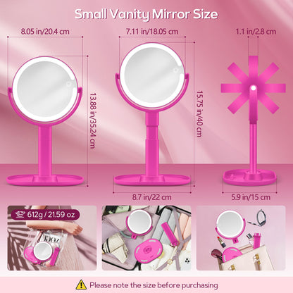 B Beauty Planet Makeup Mirror with Lights, Lighted Magnifying Mirror 30X with 3 Lighting and Adjustable Brightness, 2-Sided Height Adjustable Vanity Mirror for Bathroom, Gifts for Women White
