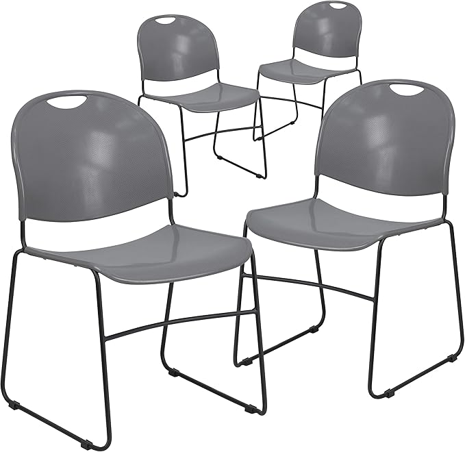 Flash Furniture 4 Pack HERCULES Series 880 lb. Capacity Gray Ultra-Compact