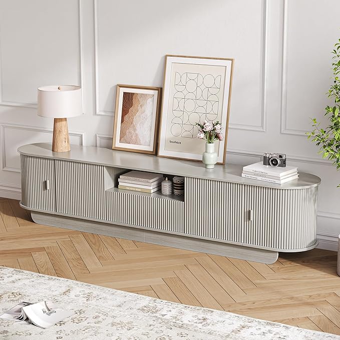 86.61'' Tambour TV Stand for 55-85 Inch, Entertainment Center