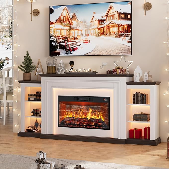 80" LED Lights Electric Fireplace