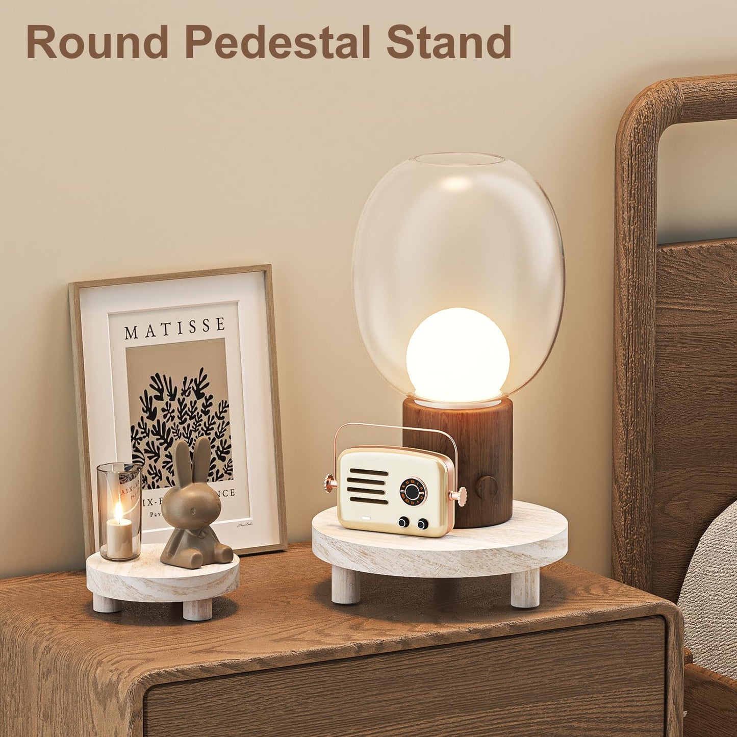HAWHUV Wood Plant Stand Indoor Outdoor, 12/10/8/6" Round Wood Riser for Decor Wooden Stool Display Stand Flower Pot Holder Small Planter Tray Modern Potter Decorative for Desktop Counter Room
