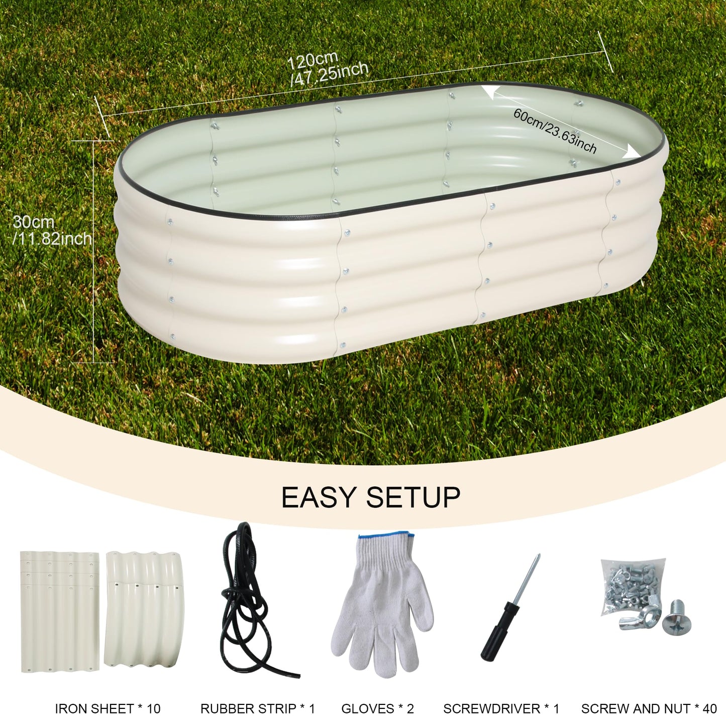 ToBoom Galvanized Raised Garden Bed Kit Outdoor Metal Garden Planter Box for Backyard Gardening, Planting Vegetables, and Patio (47.2"x23.6"x11.8")