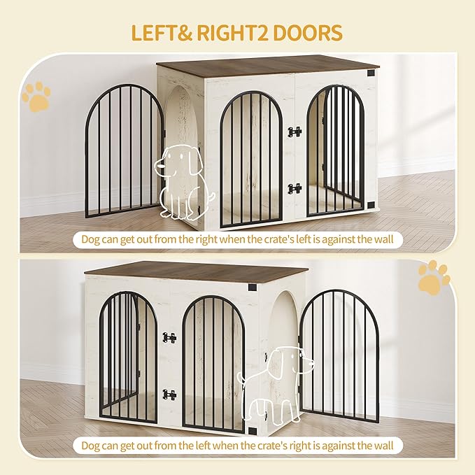 Hzuaneri 44.1" Wooden Dog Crate Furniture, Indoor Dog Kennel Dogs Cage