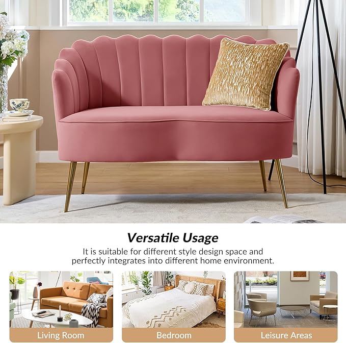 HULALA HOME Modern Velvet Loveseat Sofa