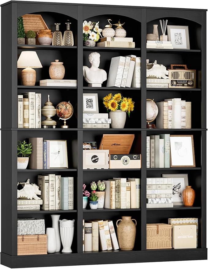FACBOTALL 71" Triple Wide Bookshelf, 6 Tier Tall Bookshelf, Large Book Shelf