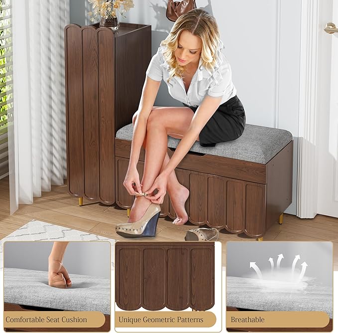 3More Shoe Organizer Cabinet, Entryway Bench