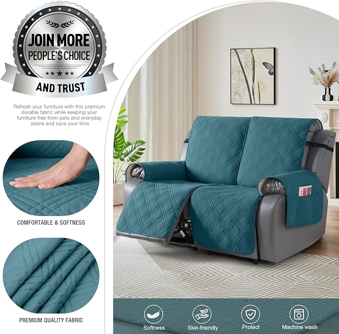 TAOCOCO 100% Waterproof Loveseat Recliner Covers 2 Seater, Split Loveseat Covers