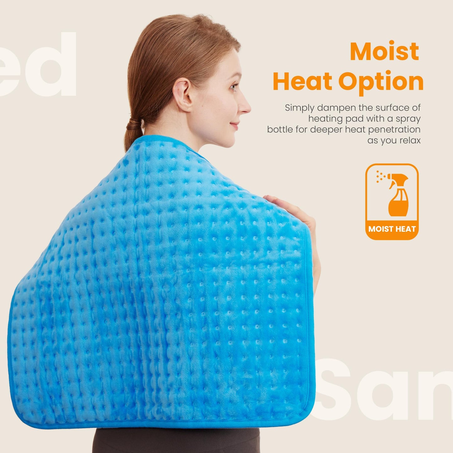 Electric Heating Pad for Back Pain Relief & Cramps - 6 Heat Settings,Auto Shut Off,Moist Heat Options,Portable Heated Pads for Neck/Shoulder Machine Washable Gift for Men Women,Grey,12"x24"