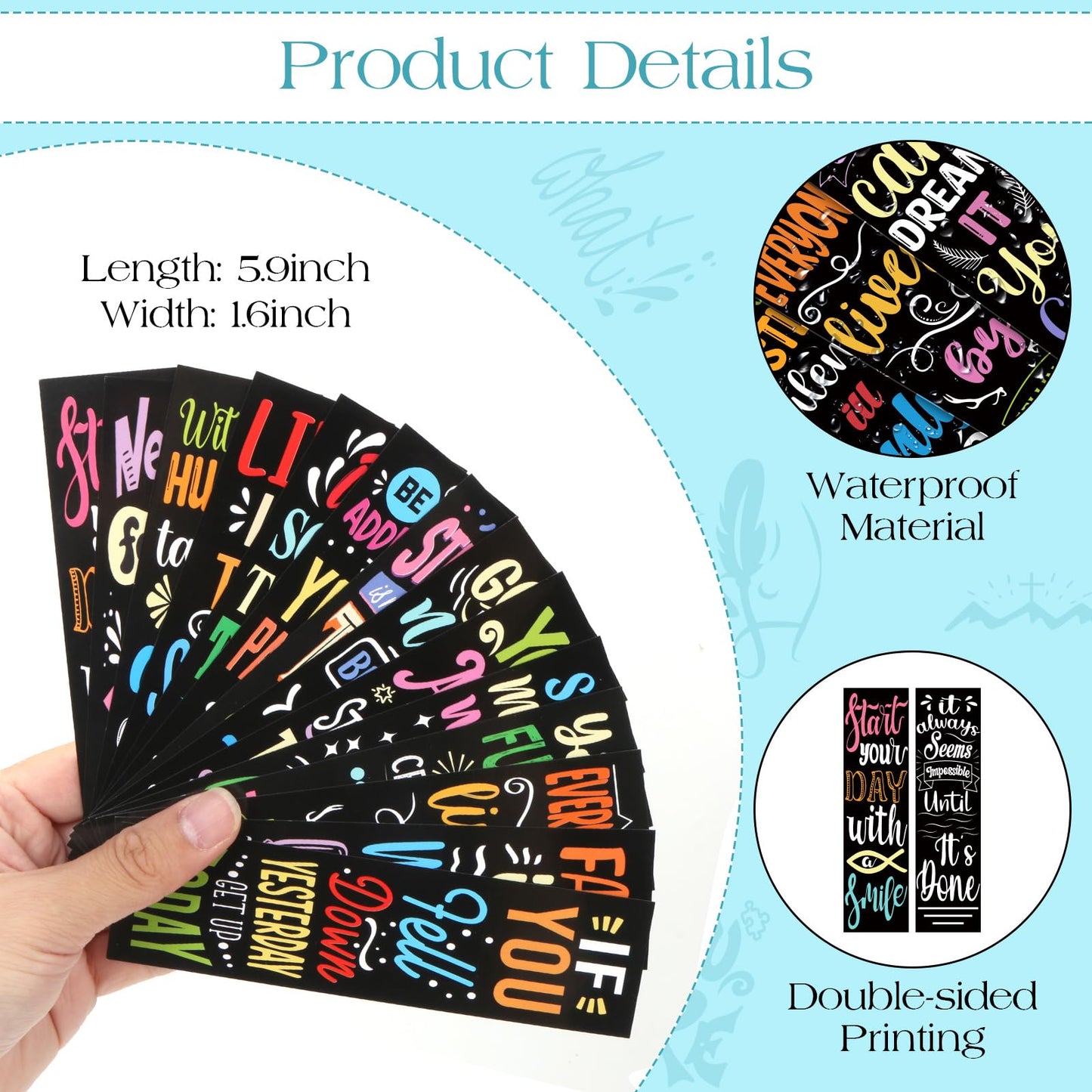 200Pcs Inspirational Bookmarks Motivational Quotes Bookmarks Bulk Double-Sided Printed Encouraging Book Markers Positive Page Markers for Students Teachers School Home Office Supplies