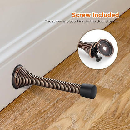 Ravinte Door Stoppers, 30 Pack Spring Door Stops with Rubber Bumper, Oil Rubbed Bronze Door Stoppers for Bottom of Door