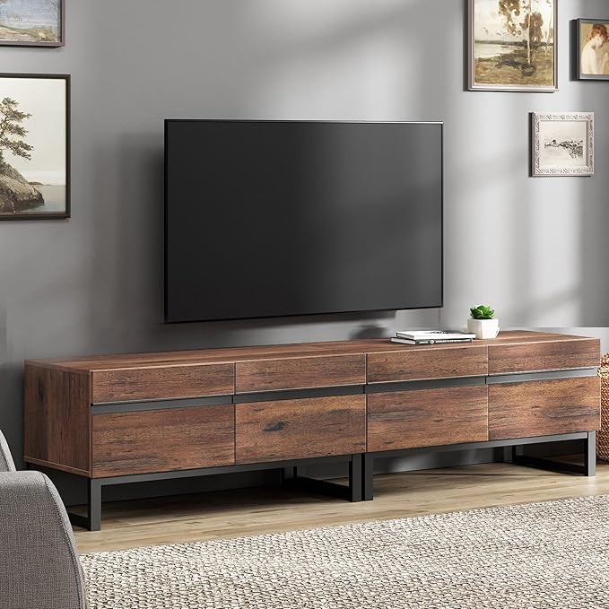 WAMPAT Modern TV Stand for 50-75 Inch TVs, Wood Entertainment Center