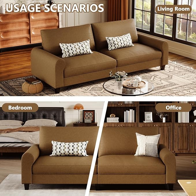 EASE MOOSE 70.6" Faux Leather Loveseat Sofa, Deep Seat Waterproof and