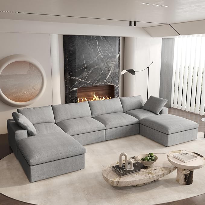 Cloud Modular Sectional Sofa Couch, 160.6" U Shaped Convertible Couches