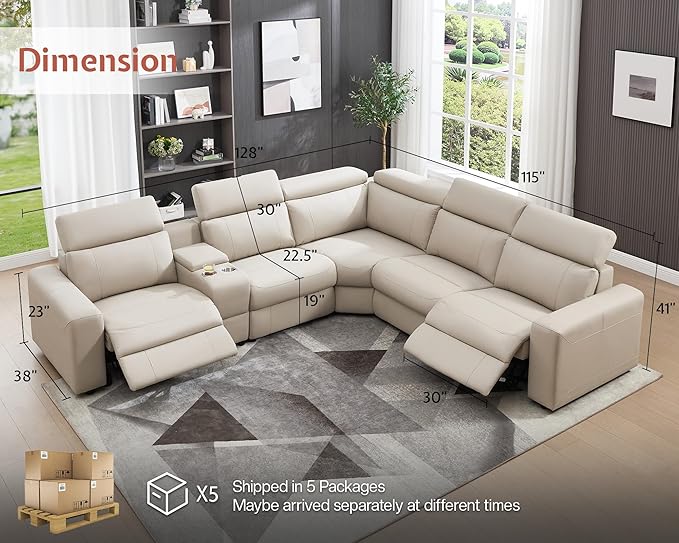 AMERLIFE Power Recliner Sectional Sofa