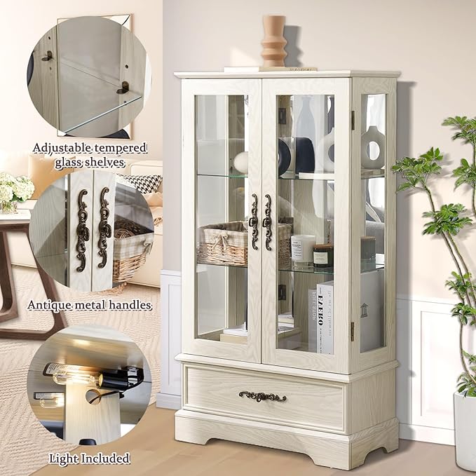 Lighted Glass Curio Display Cabinet